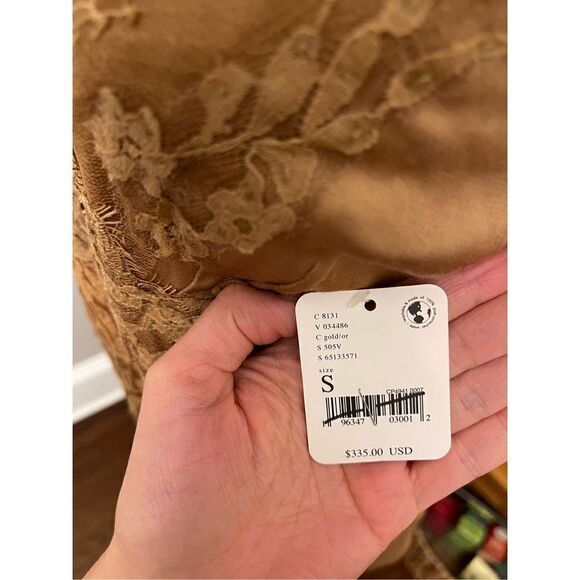 Free People Brenda Knight Laced Slip Dressing gold color size S - Picture 9 of 10